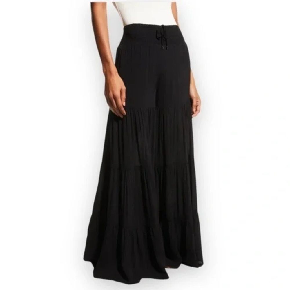 KATE SPADE Black Tiered Cover Up Wide Leg Beach Pants